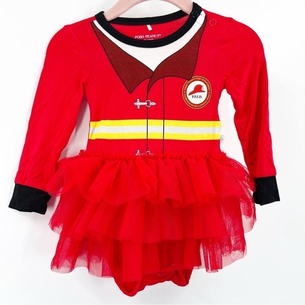 Posh Peanut Fire Fighter Long Sleeve Tulle Skirted Outfit Halloween Costume